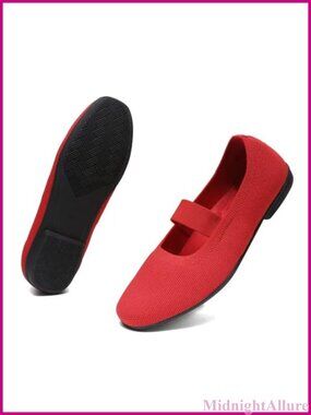 Knit Mary Jane Ballet Flats Pull-On Memory Foam Walking Shoes